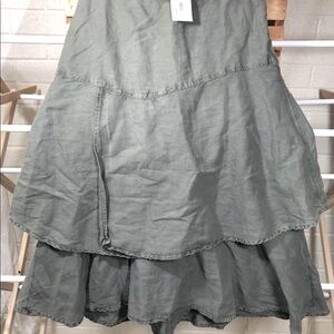Linen, color Sage, Skirt/ Strapless Mini XS, to Mid-tea, adjustable waistband!